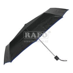 Deštník skládací Hasy, černý s modrým lemem