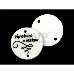Knoflík plastový "Vyrobeno s láskou", 23 mm, 2 ks