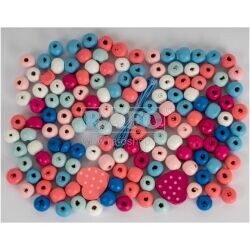 Korálky dřevěné barevné, 30 g