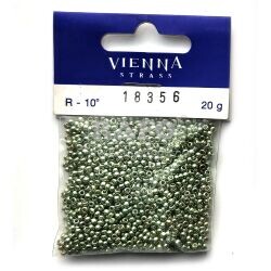 Korálky - rokajly, 2,3 mm, metalické zelené 20 g