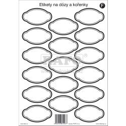 Omyvatelné samolepicí etikety na dózy a kořenky, 17 ks, černý okraj