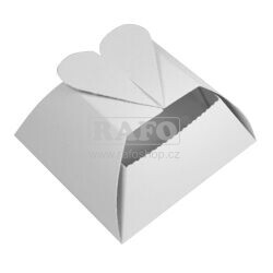 Svatební košíček, bílé srdíčko, 10 x 10 x 5,5 cm