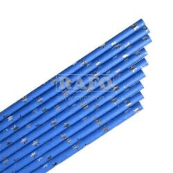 Brčka papírová modrá s hvězdičkami, 12 ks