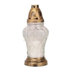 Hřbitovní sklo čiré 21 cm se svíčkou 70g