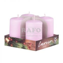 Svíčka válec světle růžová, 4 ks