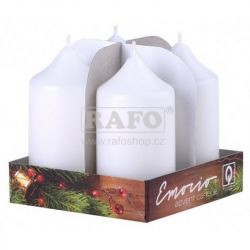 Svíčka válec bílá, 4 ks