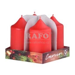 Svíčka válec červená, 4 ks