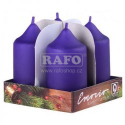 Svíčka válec tmavě fialová, 4 ks