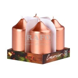 Svíčka válec metalická měděná, 4 ks