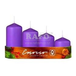 Svíčka válec stupně fialová, 4 ks