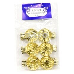 Svícen s klipem na stromeček, zlatý, 6 ks