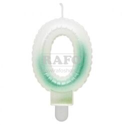 Dortová svíčka balónková číslo 0, bílo-zelená