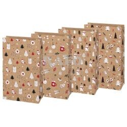 Sáček papírový vánoční kraft, 15 x 27 x 9 cm
