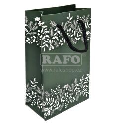 Taška vánoční Zelená cesmína, matné lamino, 10 x 15 x 5 cm