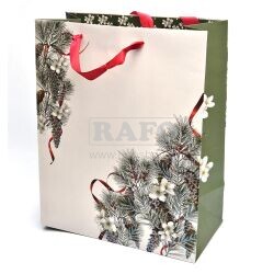 Taška vánoční Třpytivé jehličí, 33 x 26 x 14 cm