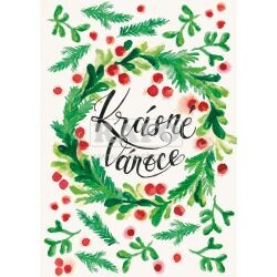 Přání BeBechy A6, kraft bílý - Krásné Vánoce