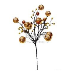 Dekorativní větvička s kuličkami, měděná