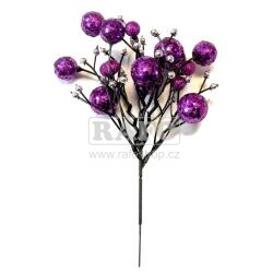 Dekorativní větvička s kuličkami, fialová