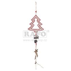 Závěsná vánoční dekorace červený stromeček s glitrem, 16 x 35 cm