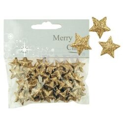 Dekorace hvězdičky s glitry, zlaté, 50 ks