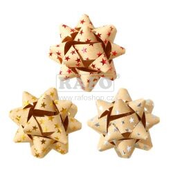 Rozeta dárková kraftová 6 cm, s metalickými hvězdami