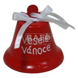 Plechový zvonek Veselé Vánoce, červený