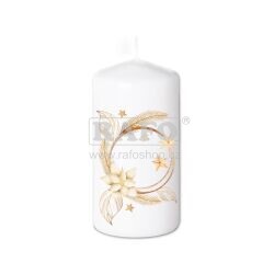 Svíčka Zlatý věnec, bílá, 6 x 11 cm