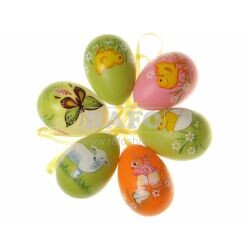 Vajíčka plastová na zavěšení, jarní barvy, 6 ks