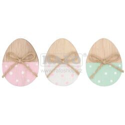 Vajíčko dřevěné 7 cm na kolíčku, pastelové barvy, 3 ks