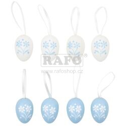 Vajíčka plastová modrá na zavěšení 4 cm, 8 ks