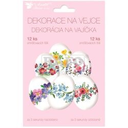 Smršťovací dekorace na vajíčka, jarní květiny, 12 ks