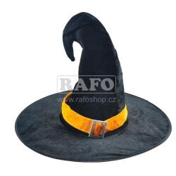 Klobouk čarodějnický s oranžovým lemem, černý