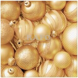 Ubrousky vánoční Zlaté baňky, 33 x 33 cm, 20 ks