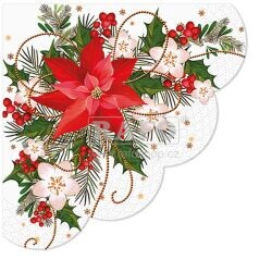 Ubrousky vánoční tvarované, Vánoční hvězda, 32 cm, 12 ks