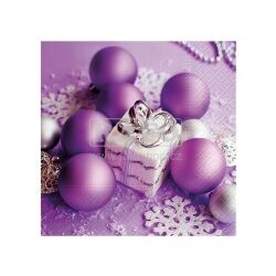 Ubrousky vánoční Fialové ozdoby, 33 x 33 cm, 20 ks