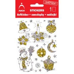 Samolepky vánoční holografické Sněhulák a zvoneček, 9 ks