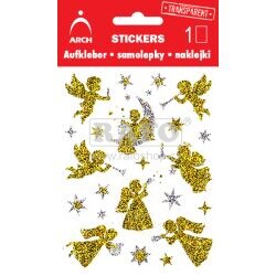Samolepky vánoční holografické Andílci, 18 ks