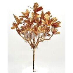 Dekorace větvička s lístky měděná, 24 cm