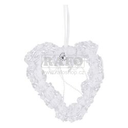 Dekorace svatební krajkové srdce, 11 x 12 cm