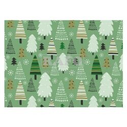 Dárkový balící papír vánoční Zelené stromky, 100 x 70 cm