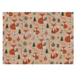 Dárkový balící papír vánoční Lišky, 100 x 70 cm