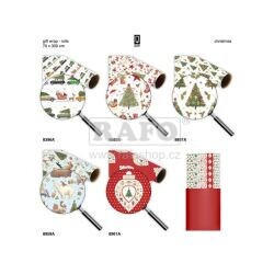 Luxusní dárkový balící papír Anglické Vánoce, 300 x 70 cm