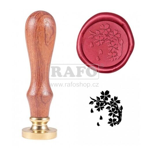 Pečetidlo s dřevěnou rukojetí KEŘ S KVĚTY, 2,5 cm
