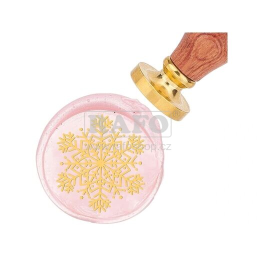 Pečetidlo s dřevěnou rukojetí SNĚHOVÁ VLOČKA 2,5 cm