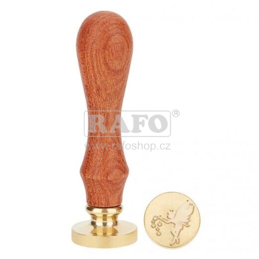 Pečetidlo s dřevěnou rukojetí VÍLA S HŮLKOU, 2,5 cm