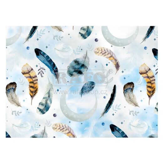 Balící papír dárkový Pírka, 70 x 100 cm