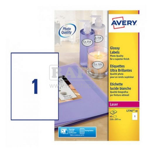 Samolepící papír Zweckform A4, 40 archů, bílý, lesklý, pro laser tisk