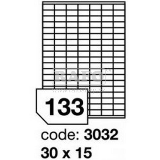 Samolepící štítky Rayfilm, 3032, 30 x 15 mm, R0100 bílé, 100 archů A4