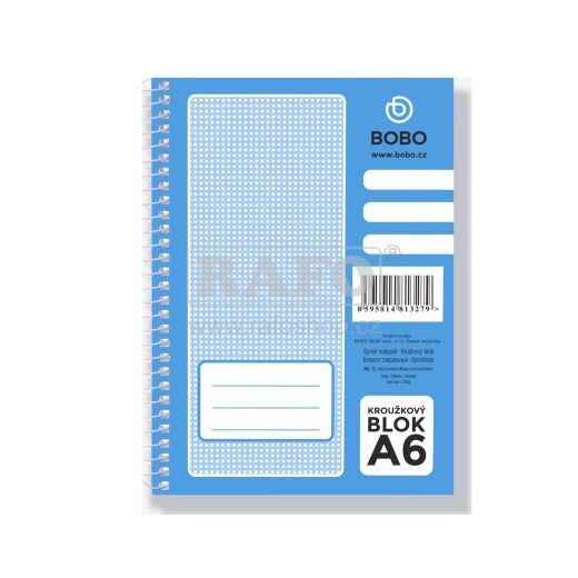 Blok A6 Bobo, spirála na boku, čistý