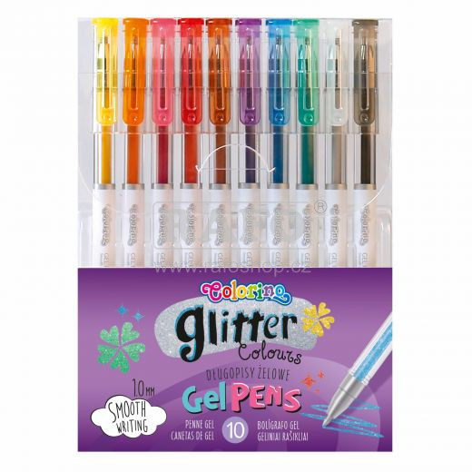 Sada gelových rollerů Colorino Glitter, 10 barev